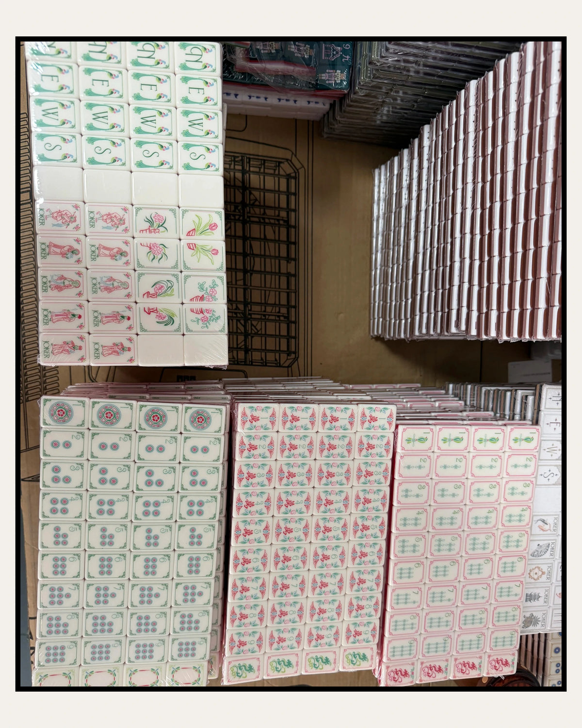 Roselle - Light Pink Mahjong Tiles - Pearlescent Backs - Compact view