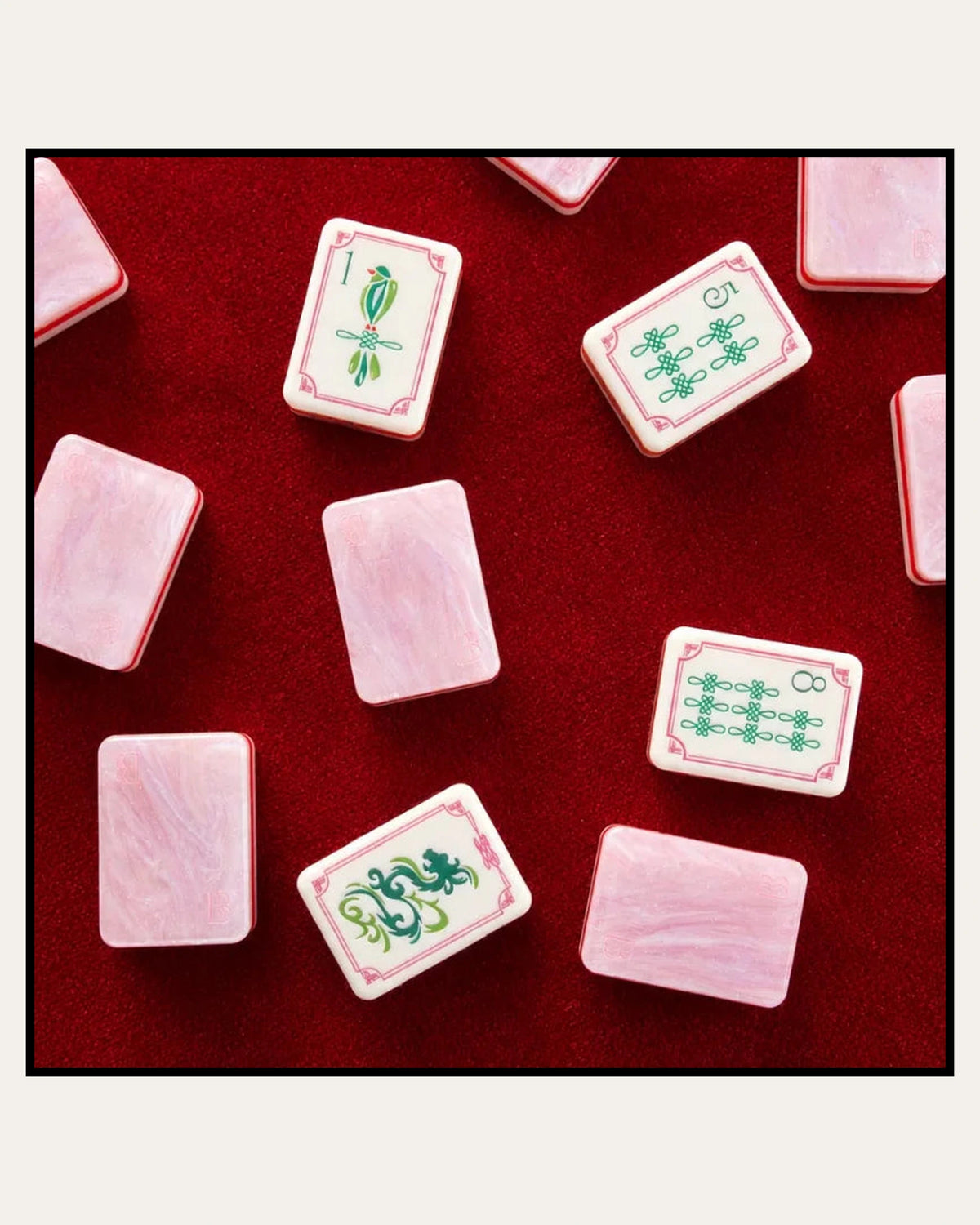 Roselle - Light Pink Mahjong Tiles - Pearlescent Backs - Single view