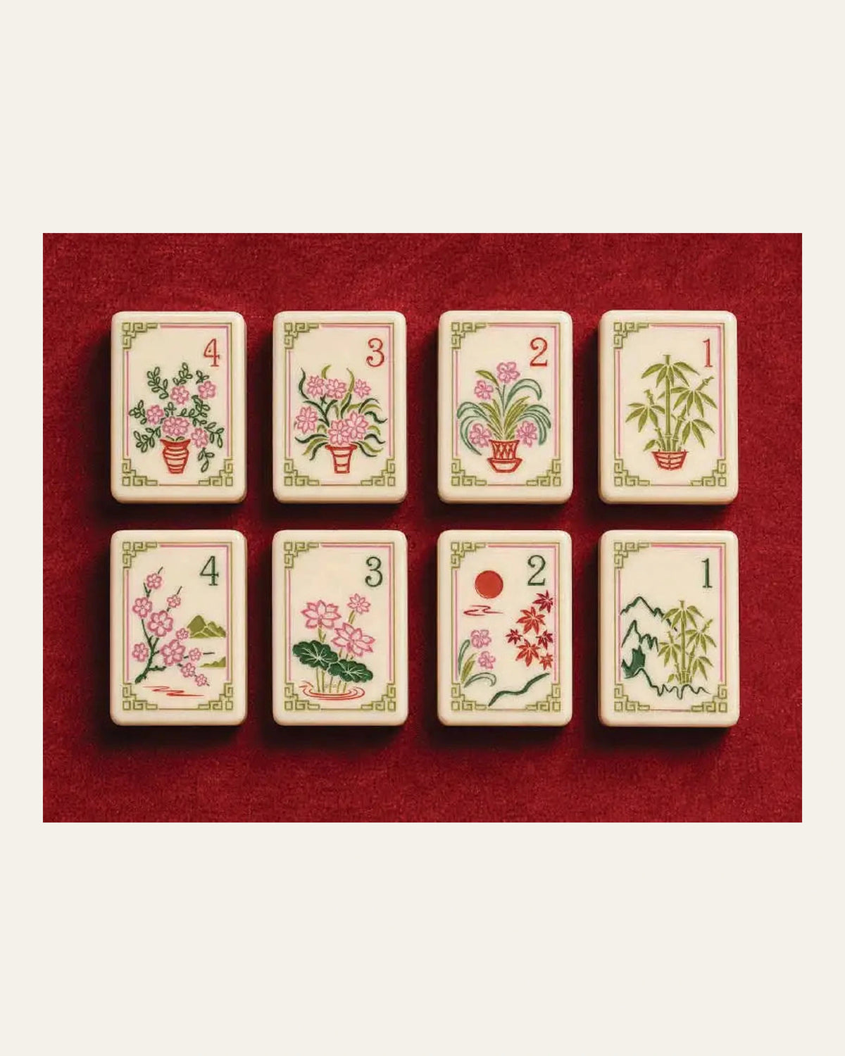 Roseveil - Pink Pearl Mahjong Tiles - Ivory Faces - Compact view