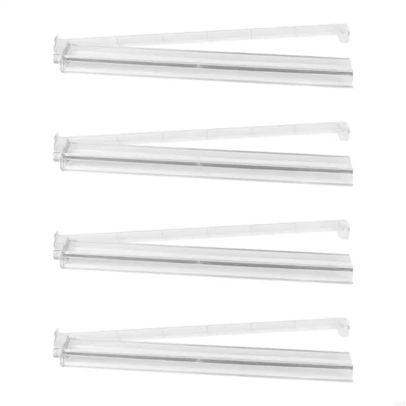 Clear mahjong racks in the Crystal Clear finish: four colorless racks, each pusher arm swung slightly open