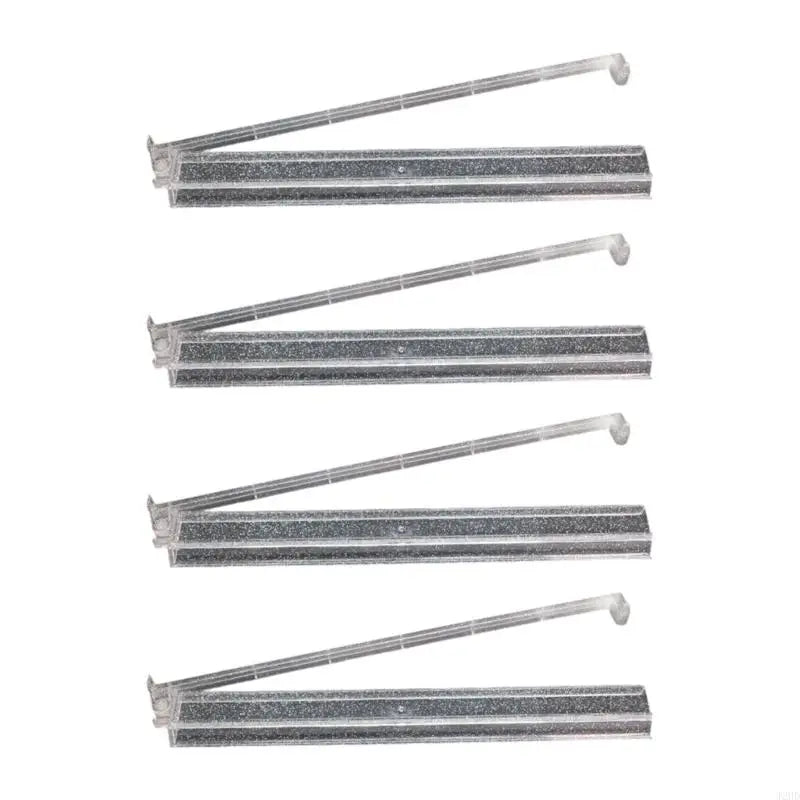 Silver Glitter finish: four Snowdrop racks flecked with silver, each pusher arm lifted at an angle