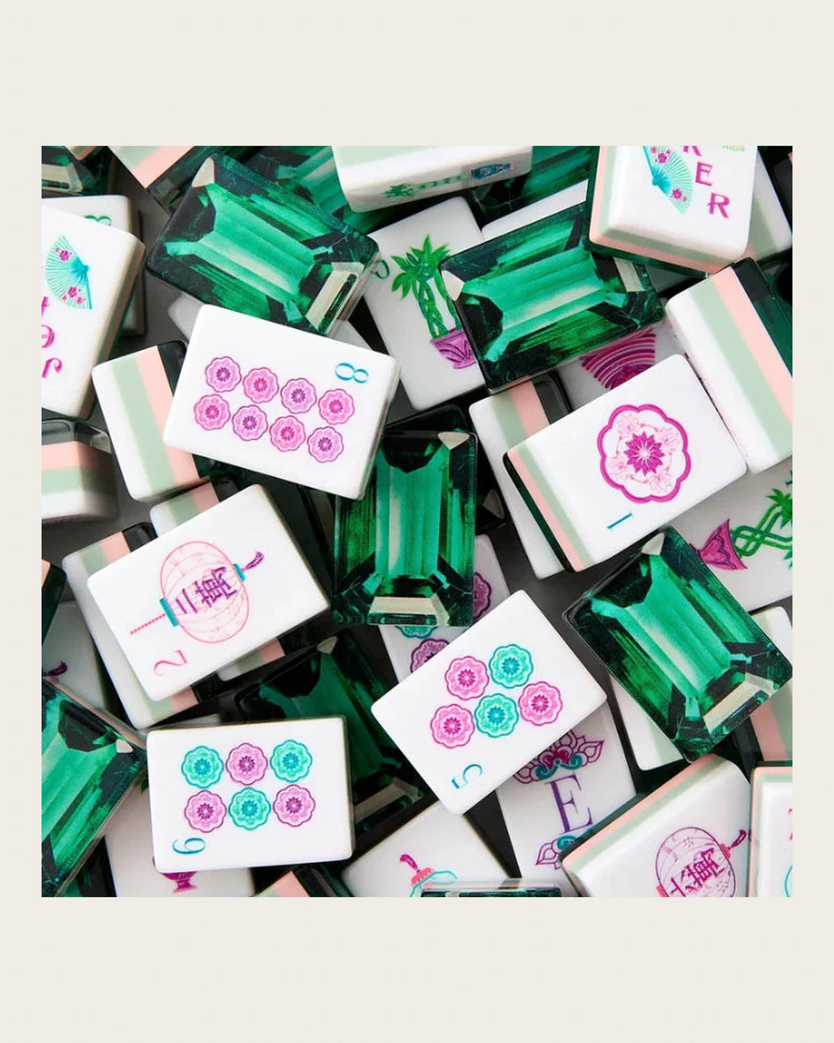 Strata - 4 Layer Mahjong Tiles - Emerald Colorway - Compact view