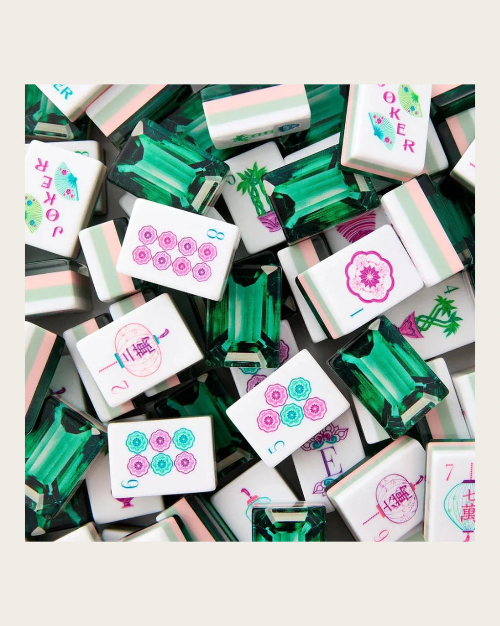 Strata - 4 Layer Mahjong Tiles - Emerald Colorway - Full view