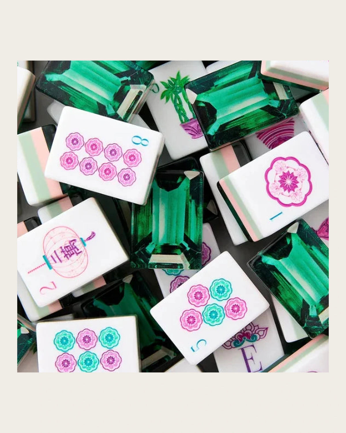 Strata - 4 Layer Mahjong Tiles - Emerald Colorway - Single view