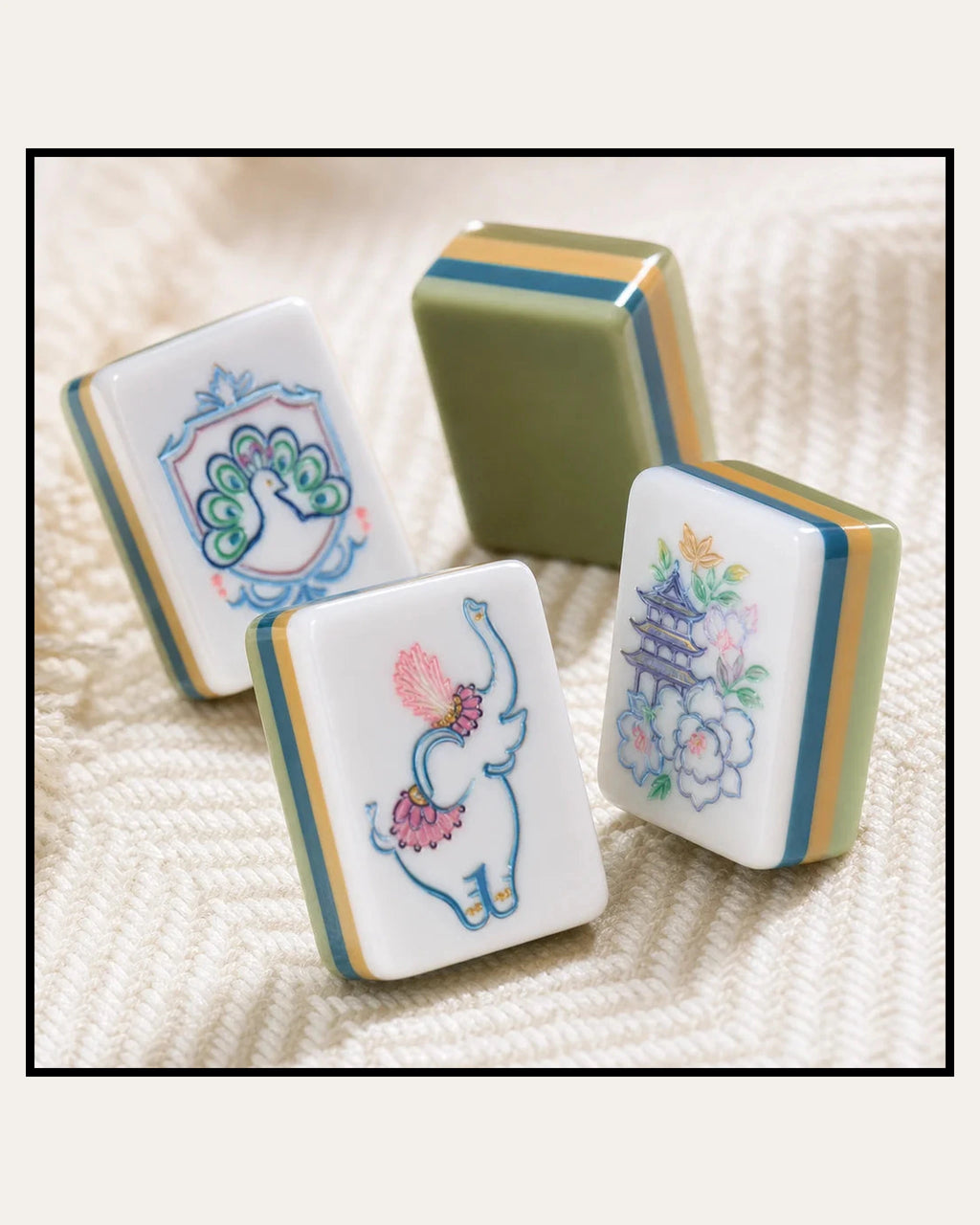 Sylvan - Layered Mahjong Tiles - Willow Green Backs - Full view