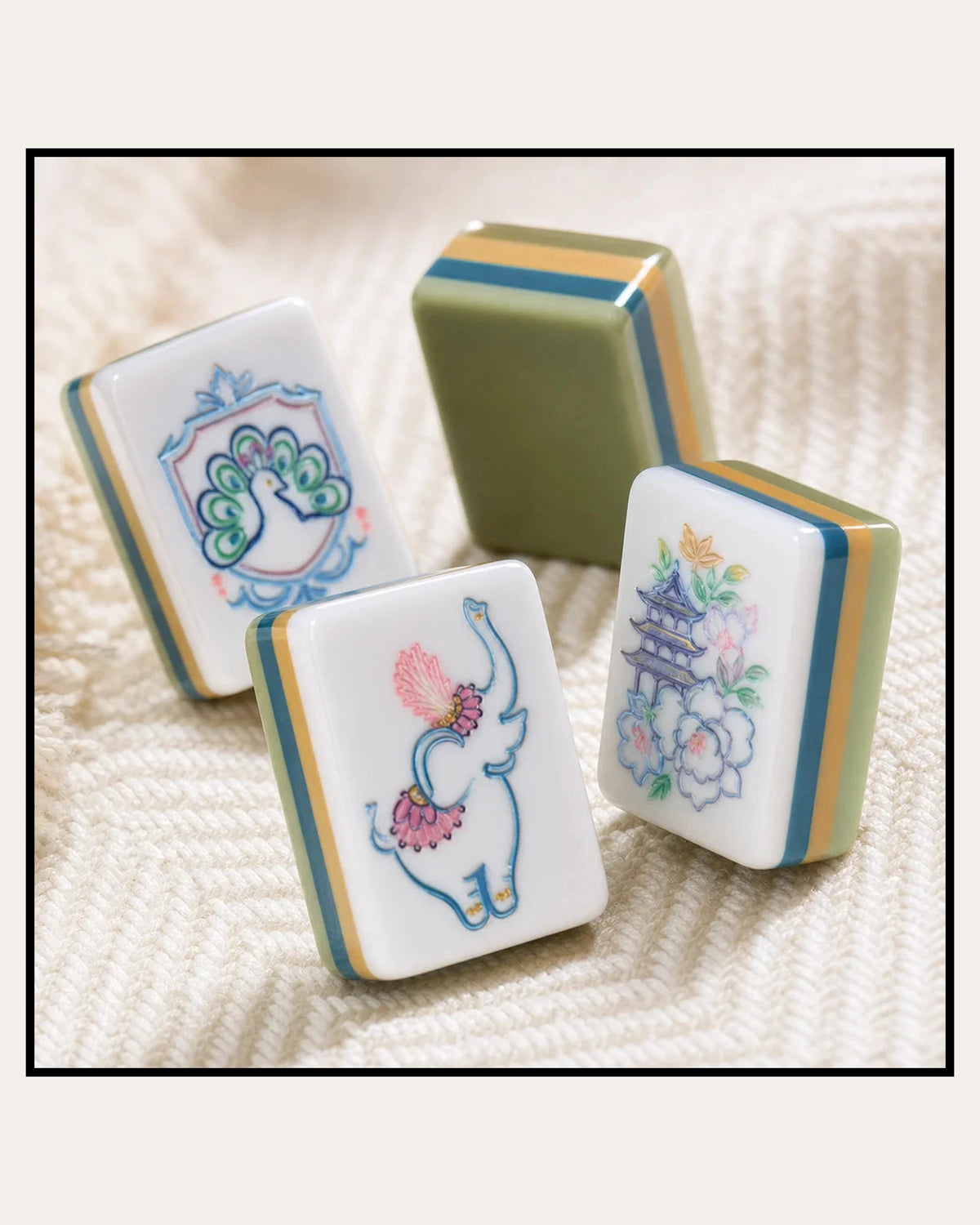 Sylvan - Layered Mahjong Tiles - Willow Green Backs - Full view