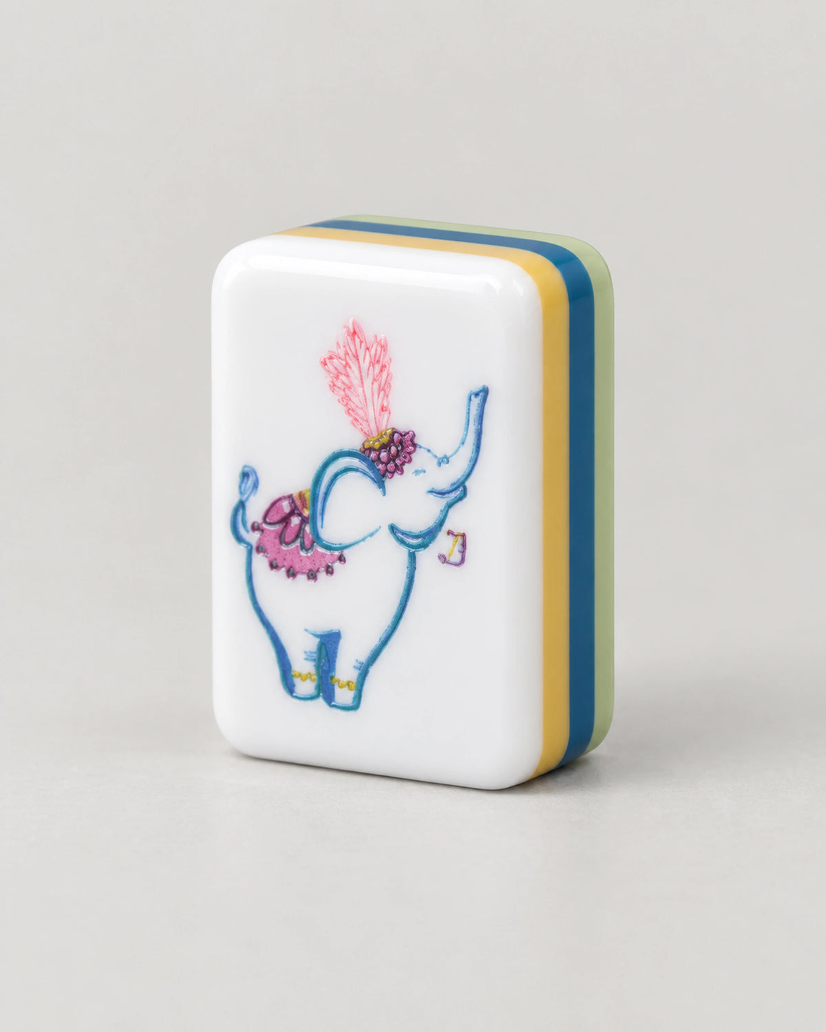 Sylvan mahjong tiles, willow green backs, close-up of a single tile