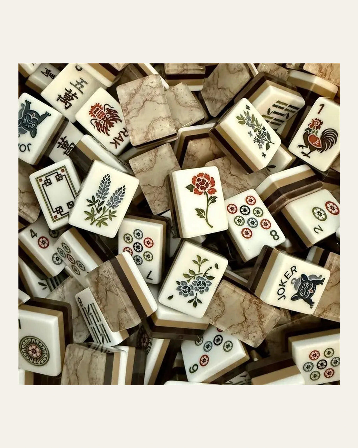Tamarind - Wood Grain Mahjong Tiles - Layered Veined Backs - Compact view
