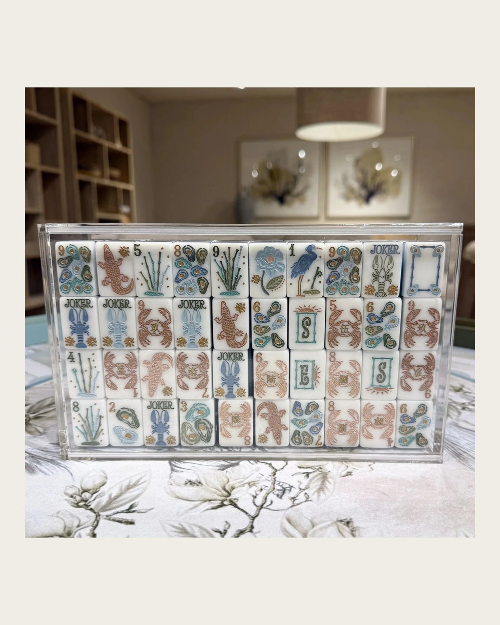 Tideland - Coastal Mahjong Tiles - Blue Marbled Backs - Compact view