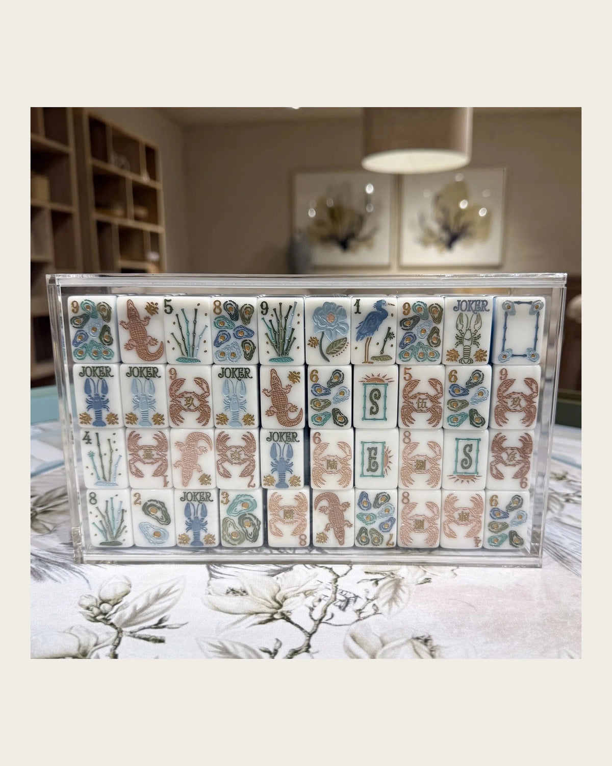 Tideland - Coastal Mahjong Tiles - Blue Marbled Backs - Compact view